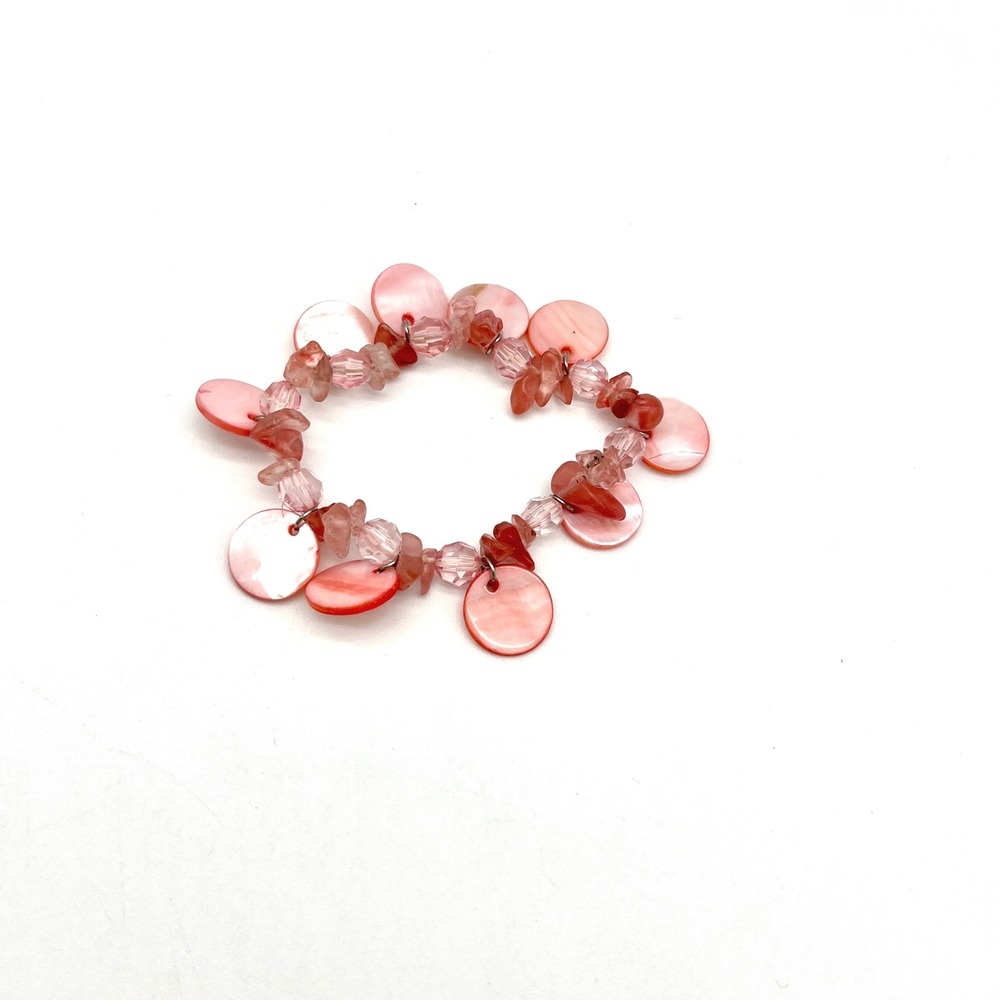 Pink Shell Chip Bracelet Fashion Jewelry Stretchy Beaded Sea Ocean‎
